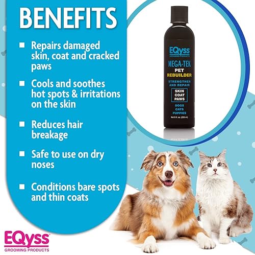Miniatura 3 de EQyss Mega-Tek Pet Rebuilder - Fortalece y repara el pelaje seco dañado y las almohadillas agrietadas para las patas, seguro para perros, gatos y
