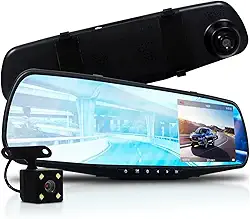 Kit Retrovisor Automotivo com Tela 4 Polegadas e Camera de Ré Colorida com Linhas Distância