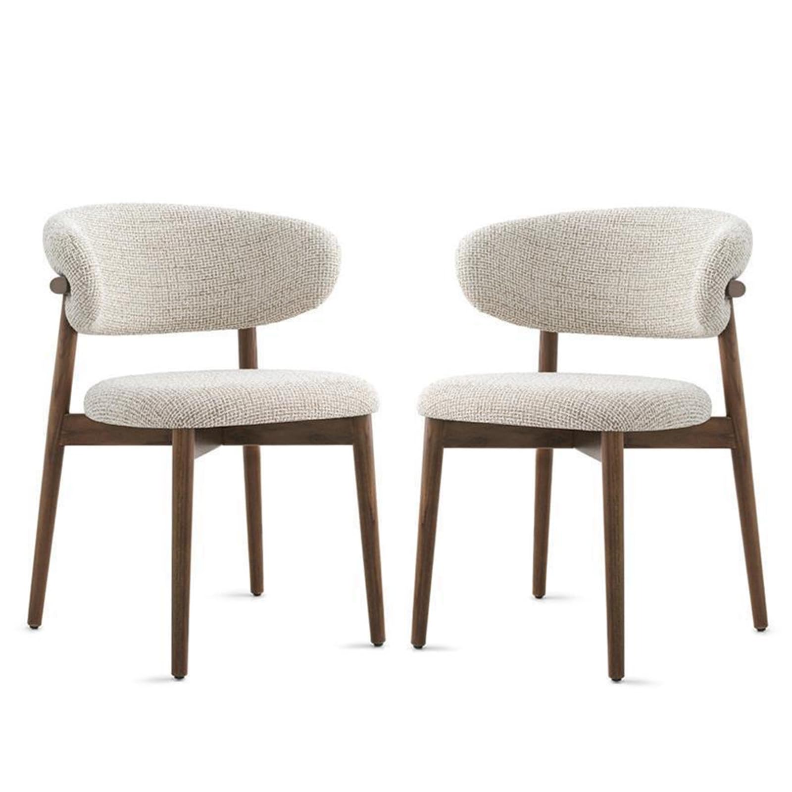 Mid Century Modern Upholstered Dining Chairs - Scandinavian Style Wooden Dining Chair Set of 2 -linen Fabric Upholstered Dining Chairs for Dining Room