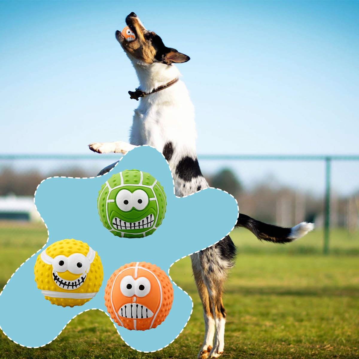 GLADFRESIT 3 Pcs Squeaky Dog Ball, Latex Rubber Dog Squeak Toys - Image 4