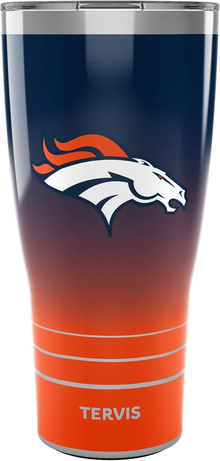 Tervis Traveler NFL Denver Broncos - Ombre Triple Insulated Tumbler Travel Cup Keeps Drinks Cold & Hot, 30oz, Stainless Steel