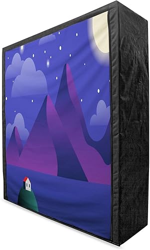 Ambesonne Minimalist Portable Fabric Wardrobe, Illustrated Scandinavian Landscape with Sky Sea and a Red Roof House, Clothing Organizer and Storage