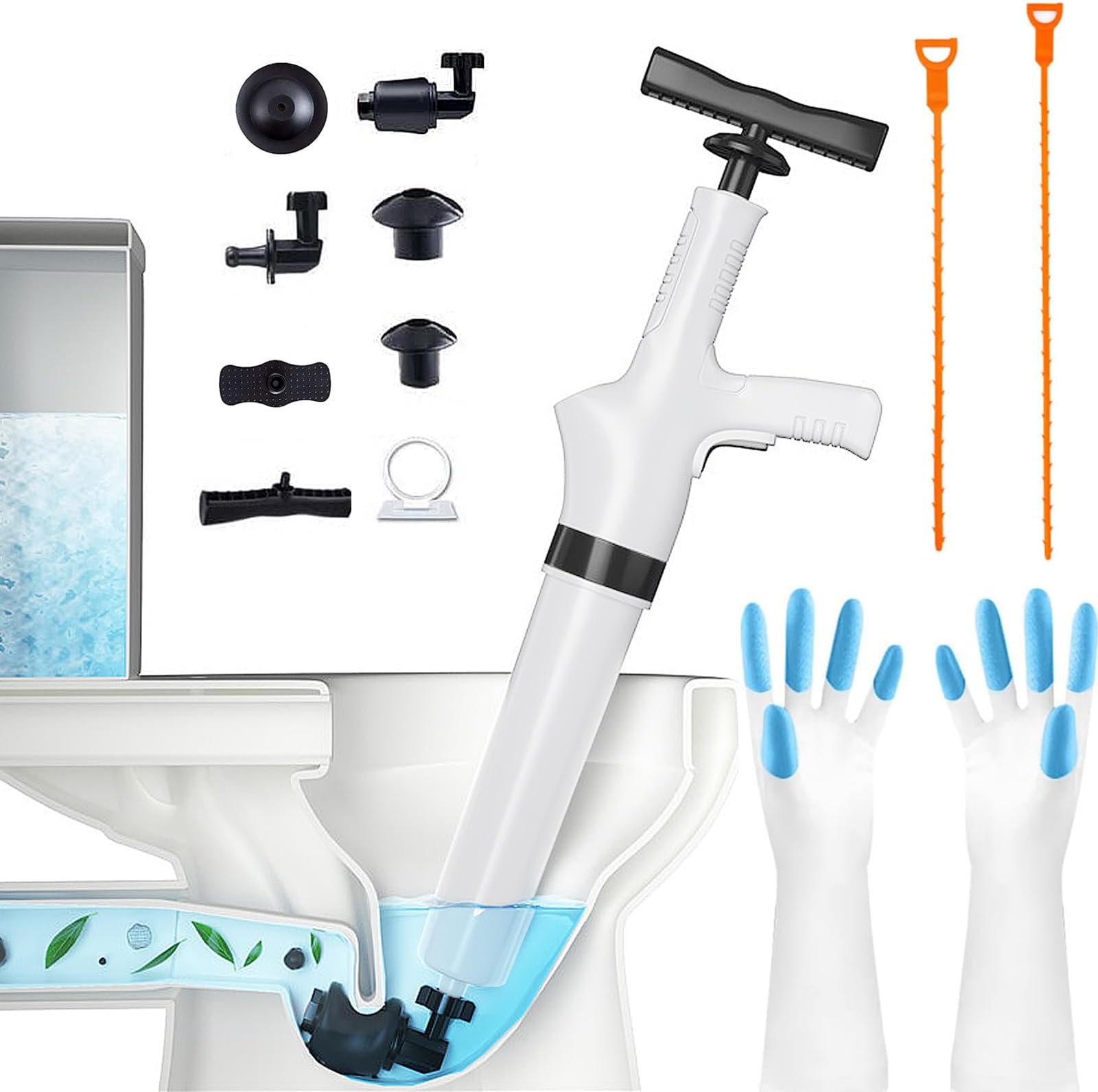 YTCYKJ Toilet Plunger, Plungers for Bathroom,Plumbing Snake,Toilet Auger with Real-Time Barometer,Drain Clog Remover for Kitchen, Bathroom, Clogged Pipe