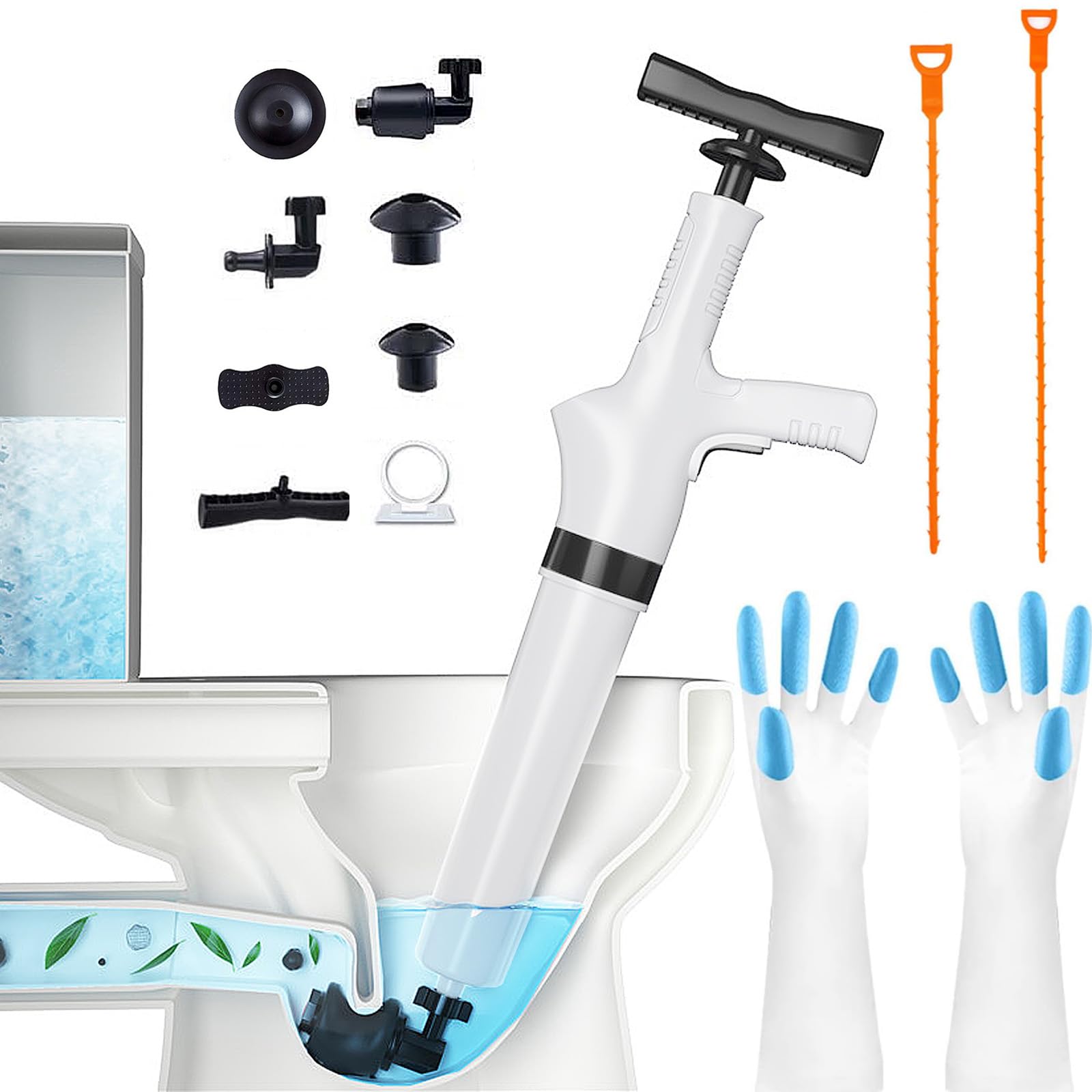 YTCYKJ Toilet Plunger, Plungers for Bathroom,Plumbing Snake,Toilet Auger with Real-Time Barometer,Drain Clog Remover for Kitchen, Bathroom, Clogged Pipe