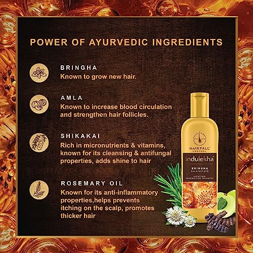 Image of Indulekha Bringha Shampoo, Proprietary Ayurvedic Medicine For Hair Fall, Free From Parabens, Synthetic Dyes And Synthetic Perfume, 340ml (Pack of 2)