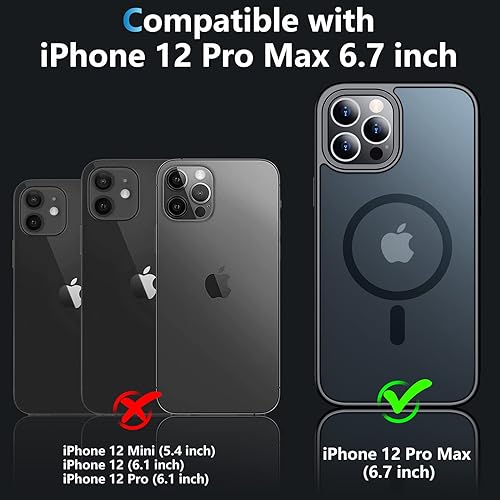 Miniatura 7 de Femirt - Funda magnética para iPhone 12 Pro Max mate translúcido compatible con MagSafe protección contra caídas de grado militar parte trasera de