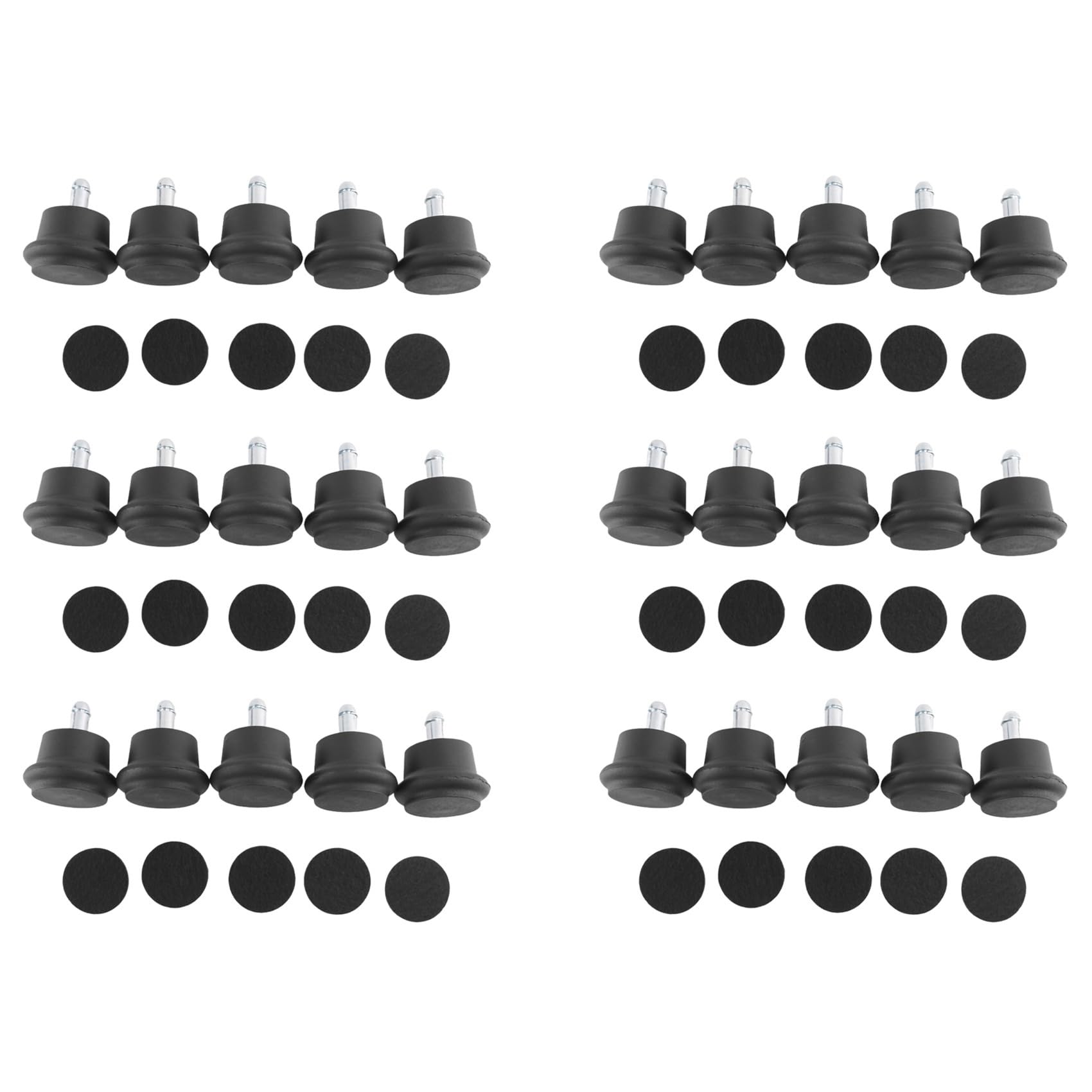 Jnchdghwa Black 30Pcs Bell Glides Replacement Chair Or Stool Swivel Caster Wheels To Fixed Stationary Castors