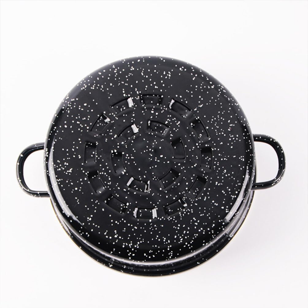 Lidded Enameled Roasting Pan with Double Handles Multi-function Cooking Pot for Roasting Sweet Potatoes and Meats and Enamel Material for Meals