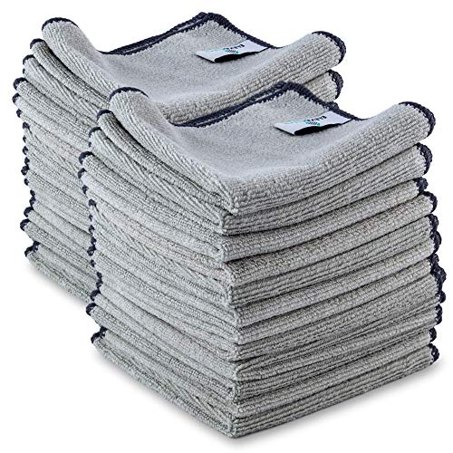 ELEXACLEAN Mikrofasertücher Auto Bad Küche (Grau, 24 St, 30x30cm) Universal Putztücher für Haushalt und Kfz Fenster Lack Bad Motorrad