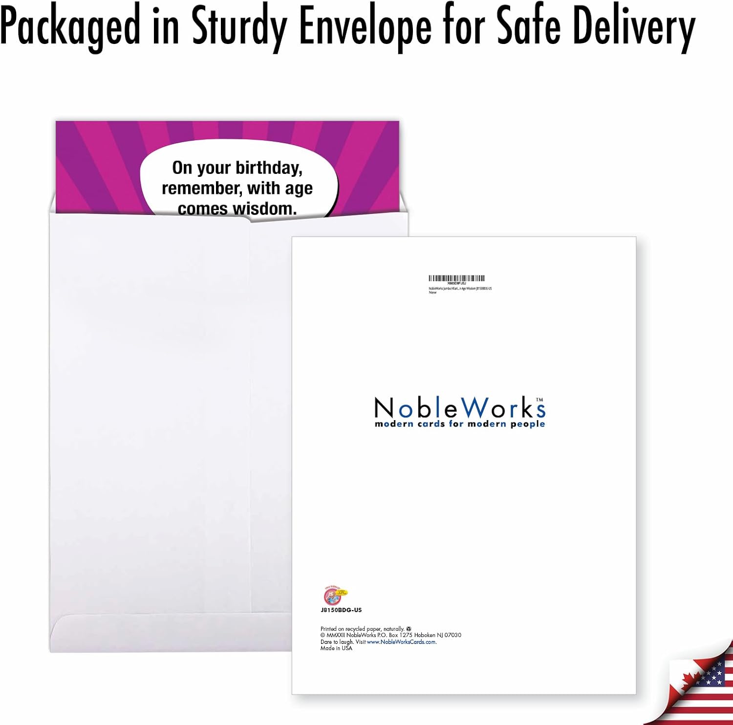 NobleWorks Jumbo Hilarious Birthday Greeting Card From Us 8.5 x 11 Inch with Envelope (1 Card) Woman Age Wisdom J8150BDG-US - Image 6