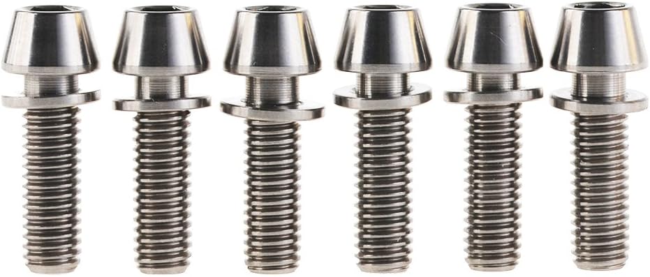 Yaruijia Titanium Bolt M5x16mm M5x18mm M5x20mm Tapered Head Allen Screws with Ti Washer for Bicycle Stem Pack of 6