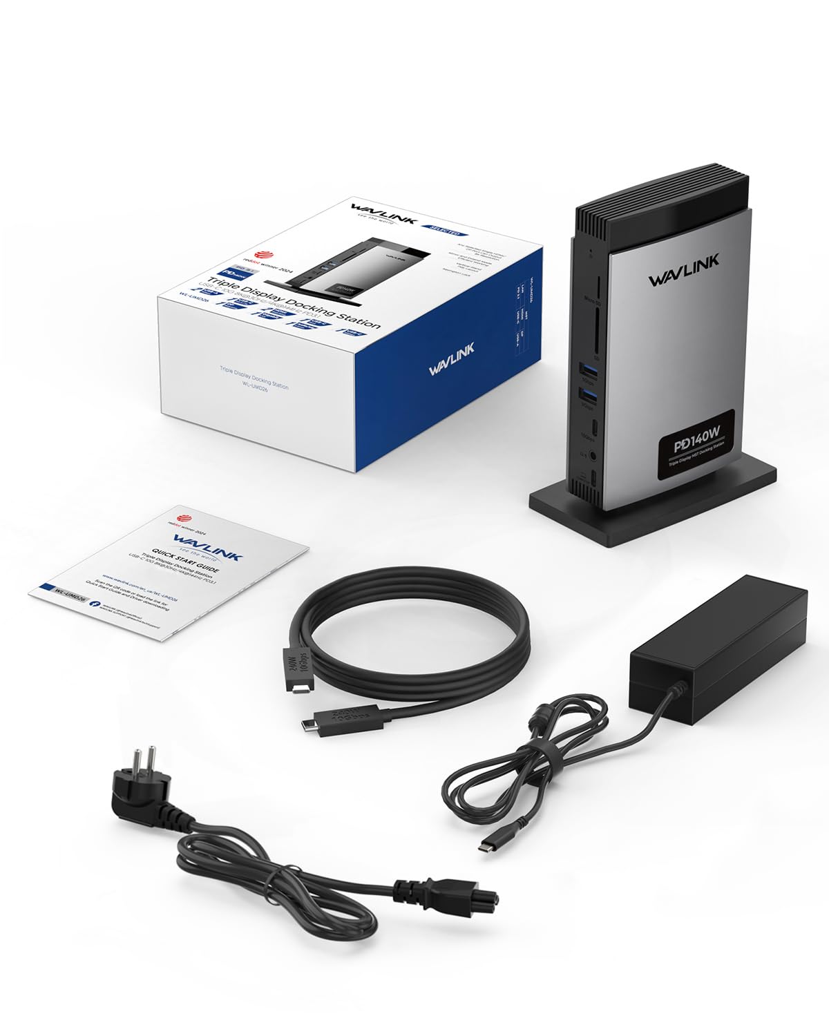 WAVLINK Docking Station Triplo display (Single 8K@30Hz/4K@144Hz) 2*HDMI, DP | USB C Dock 125W PD3.1 Pass-Through, Ethernet, SD/TF, per Windows (ARGENTO)