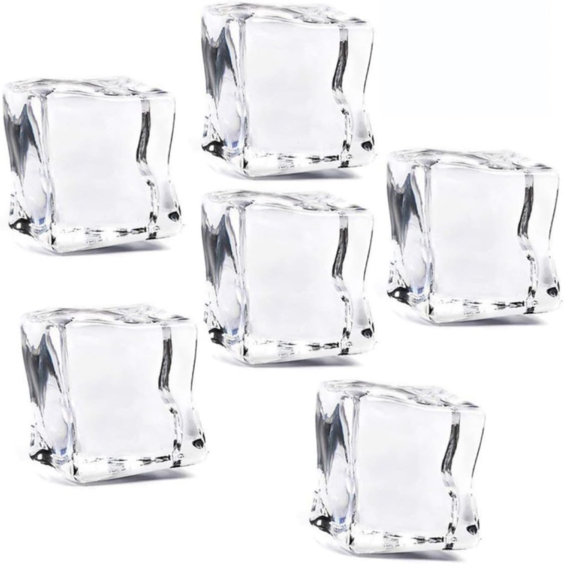 Cabilock 50pcs Reusable Ice Cubes for Whiskey Refreezable Fake Glass Luster Crystal Photography Props for Kitchen Decoration