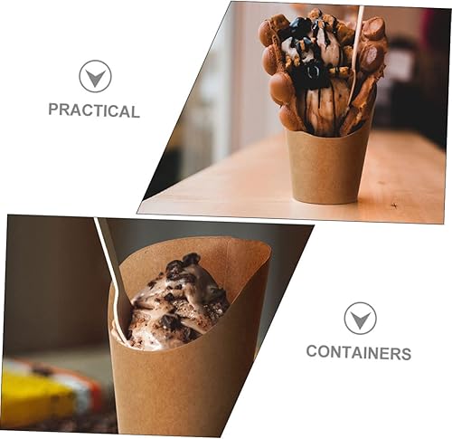 Miniatura 8 de HEALLILY 50 Uds. Taza de helado de papel para alimentos Conos de charcutería de alimentos de gofres de papel para palomitas de maíz, tazas de