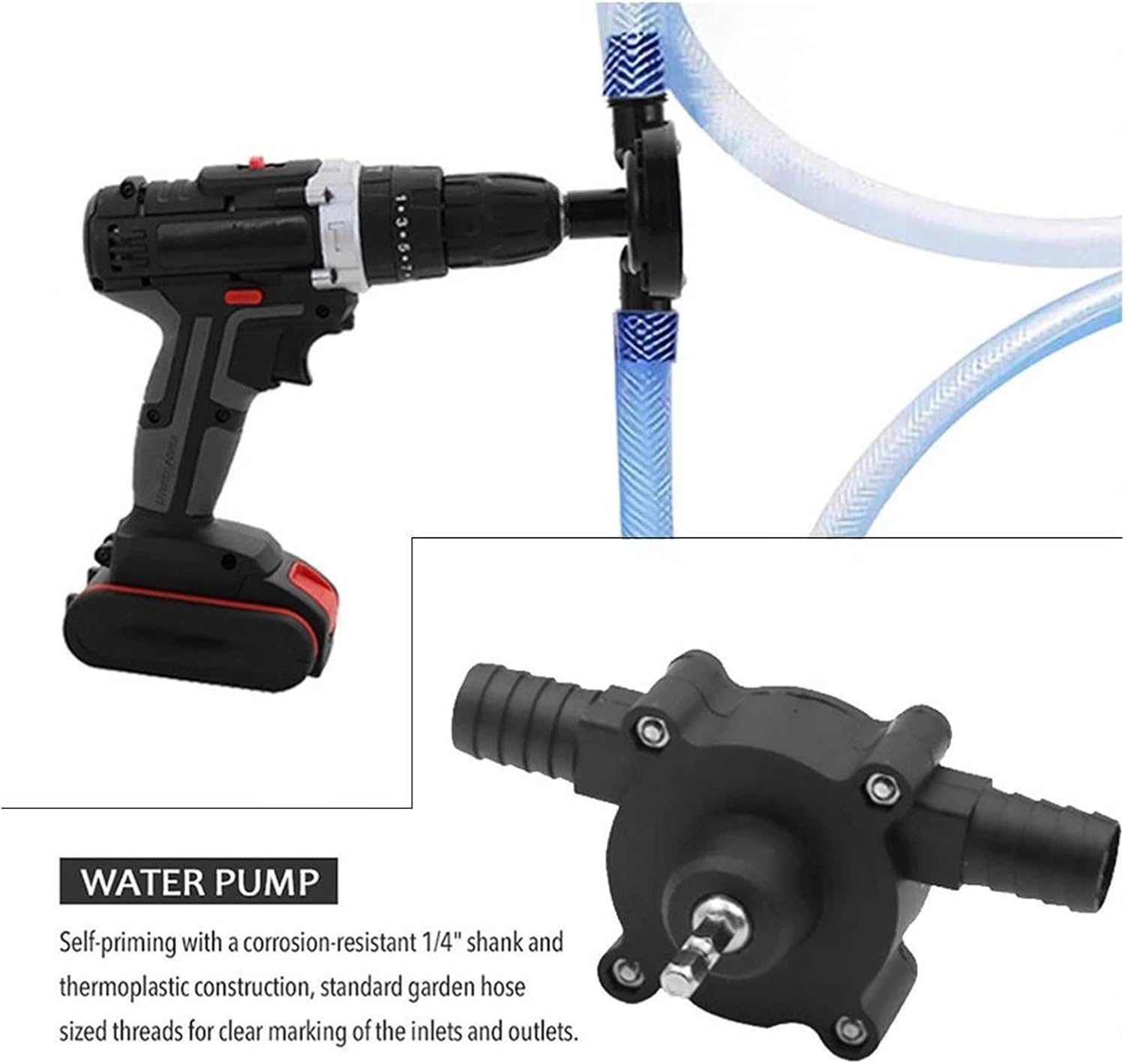 Mini Submersible Portable Electric Water Pump Portable Electric Drill Pump Oil Fluid Water Mini Hand Self-priming Liquid Transfer Centrifugal Pumps Home Garden Outdoor