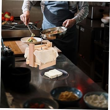Wooden Tofu Making Mold Tool with Cloth, Smooth Interior