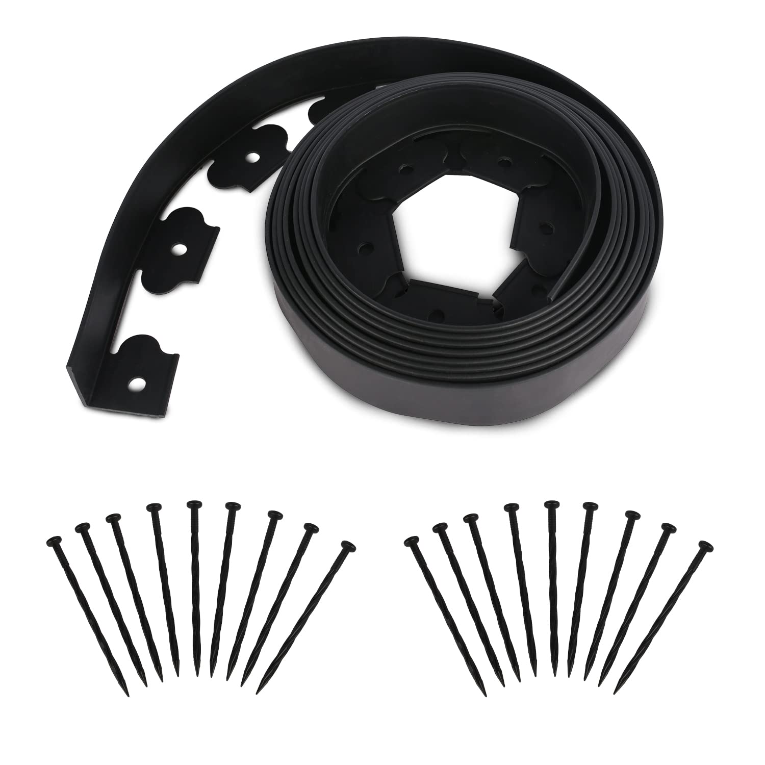 Landscape Edging Border, Edging for Landscaping with 18 Anchoring Stakes, 2 inches 20 Ft Kit,No Dig Garden Edging Kit, Plastic Garden Border, for Landscaping and Gardens