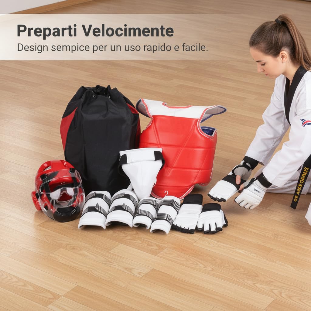 Protezione Donna Completa con Protezioni Testa Corpo E Arti per Allenamento E Combattimento Adatto a Principianti E Professioniste