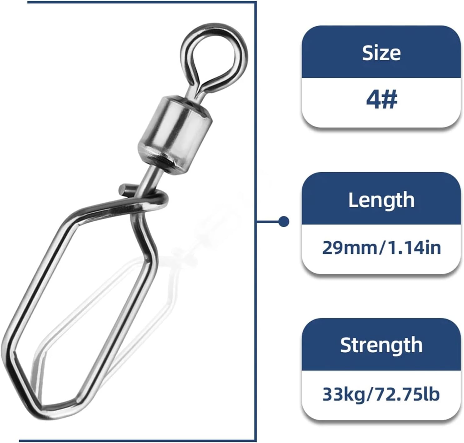 80/200pcs Fishing Swivels Snap Hooked Snap Stainless Steel Fishing Rolling Barrel Swivel Fishing Lure Connector