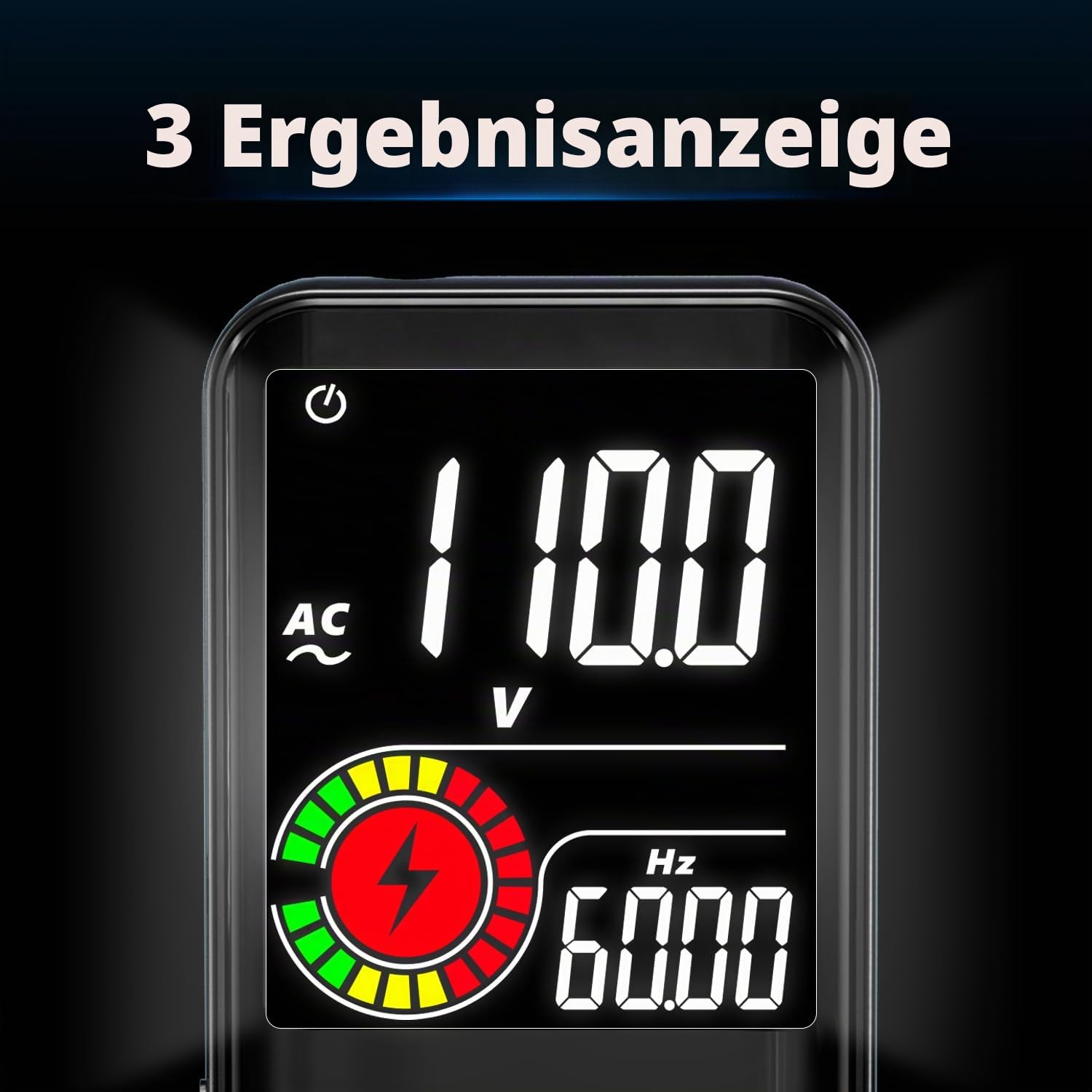 BSIDE Digitales Multimeter, Farb-LCD-Display mit 3 Ergebnissen, 999 Counts, Voltmeter, wiederaufladbar mit Smart-Modus, Kapazität Ohm, Hz, Diode, Einschaltdauer, Live-Check, Spannungsprüfer, Schwarz