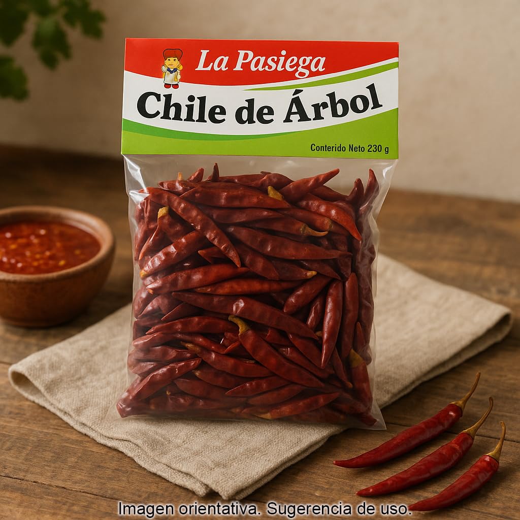 Chile de árbol seco 250 g picante medio-alto para salsas, guisos y adobos chile mexicano rojo entero
