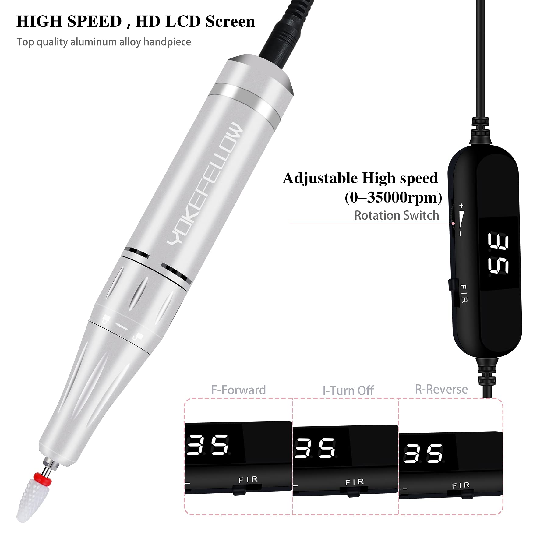 Trapano Per Unghie Elettrico - Kit 5 In 1 Con 15 Punte Per Manicure - Foto 10