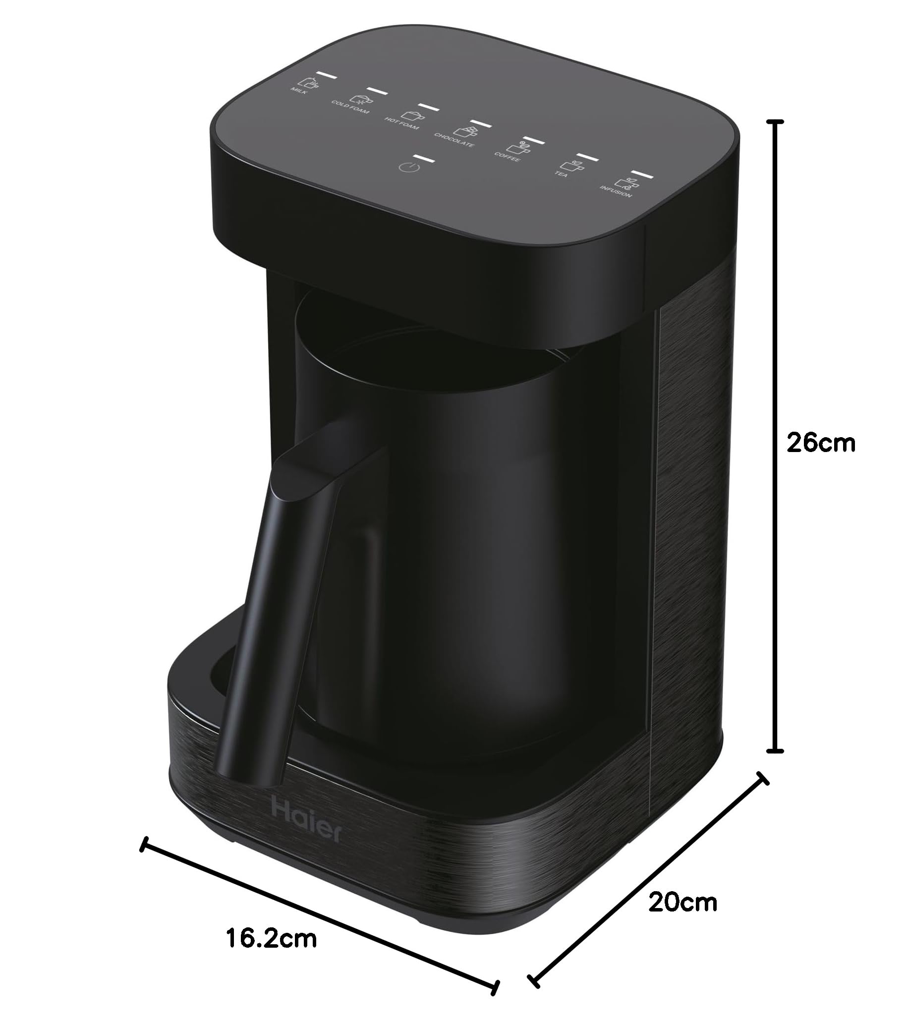 Haier Teekocher & Milchaufschäumer in einem I Multi-Getränke Zubereiter mit integrierter Teemaschine & Milchschäumer I Viele Programme für Kaffee, Heiße Schokolade, Tee & Aufguss [Serie 5 - HMB5A]