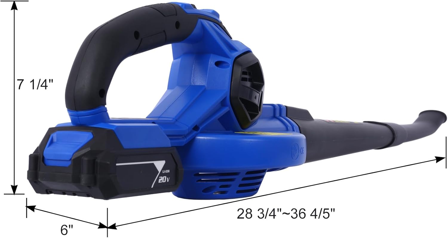 Cordless Leaf Blower - Electric Leaf Blower Cordless with Battery and Charger - 2 Speed Mode - 20V Battery Powered for Lawn Care, Patio, Blowing Leaves and Snow