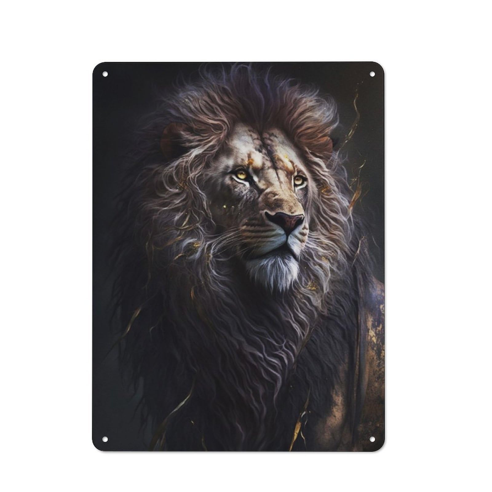 Junmoney Portrait Black Lion Creative Office Metal Sign 40X30cm, Study Room Decor For Workspace, Cafe, Shop Or Desk Area