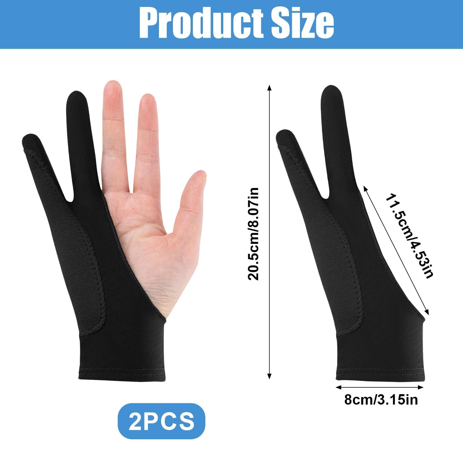 ANMONE Zeichenhandschuhe (2er Pack) – Mit Handflächenabwehr Für IPad, Grafiktablett & Touchscreens