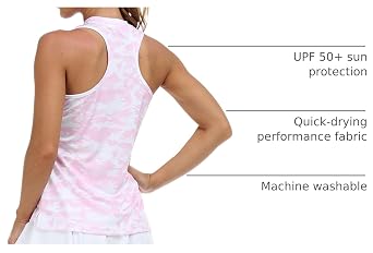 MoFiz Women's Sleeveless Golf Tennis Polo Shirts Racerback Pickleball Tank Tops with 1/4 Zip Collarless UPF 50+ Quick Dry