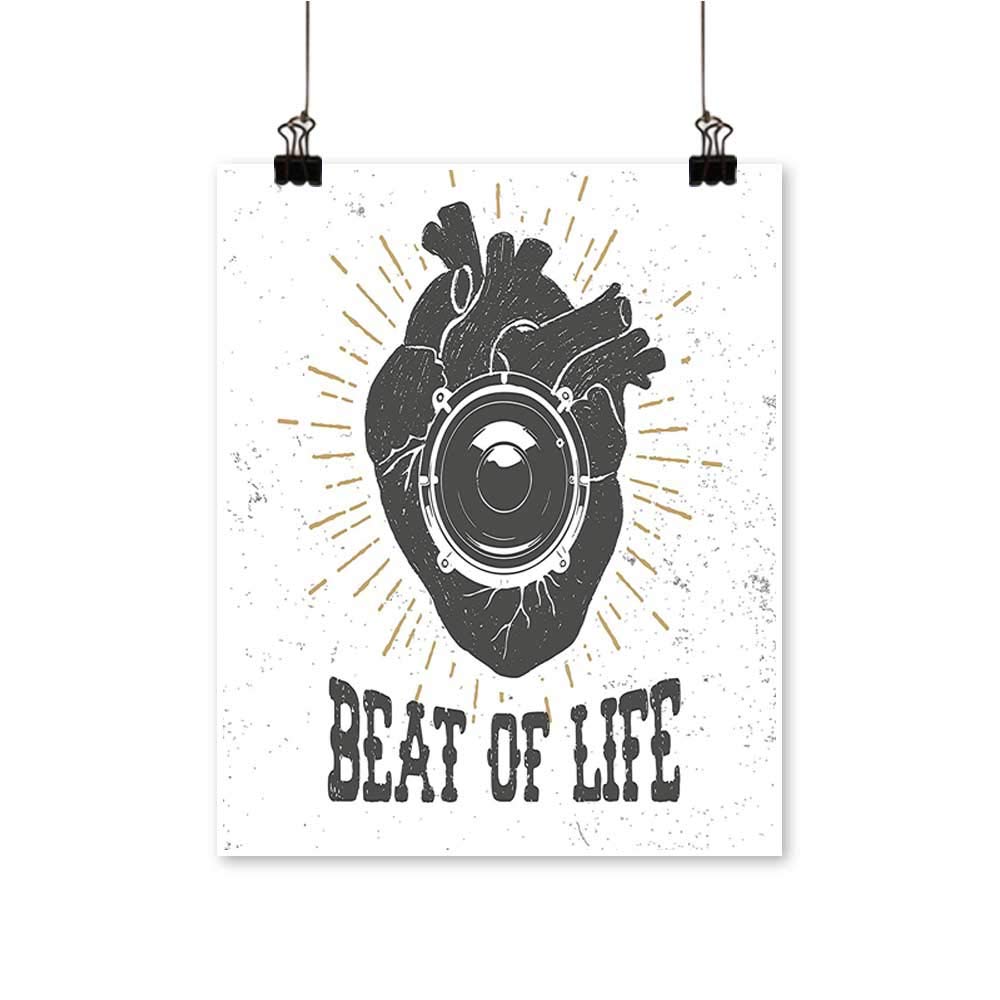 Wall Decor Life Quote Works Poster Human Stereo Speaker Grunge Stamp Black Wall Art for Bedroom Home,24" W x 40" L/1pc(Frameless)