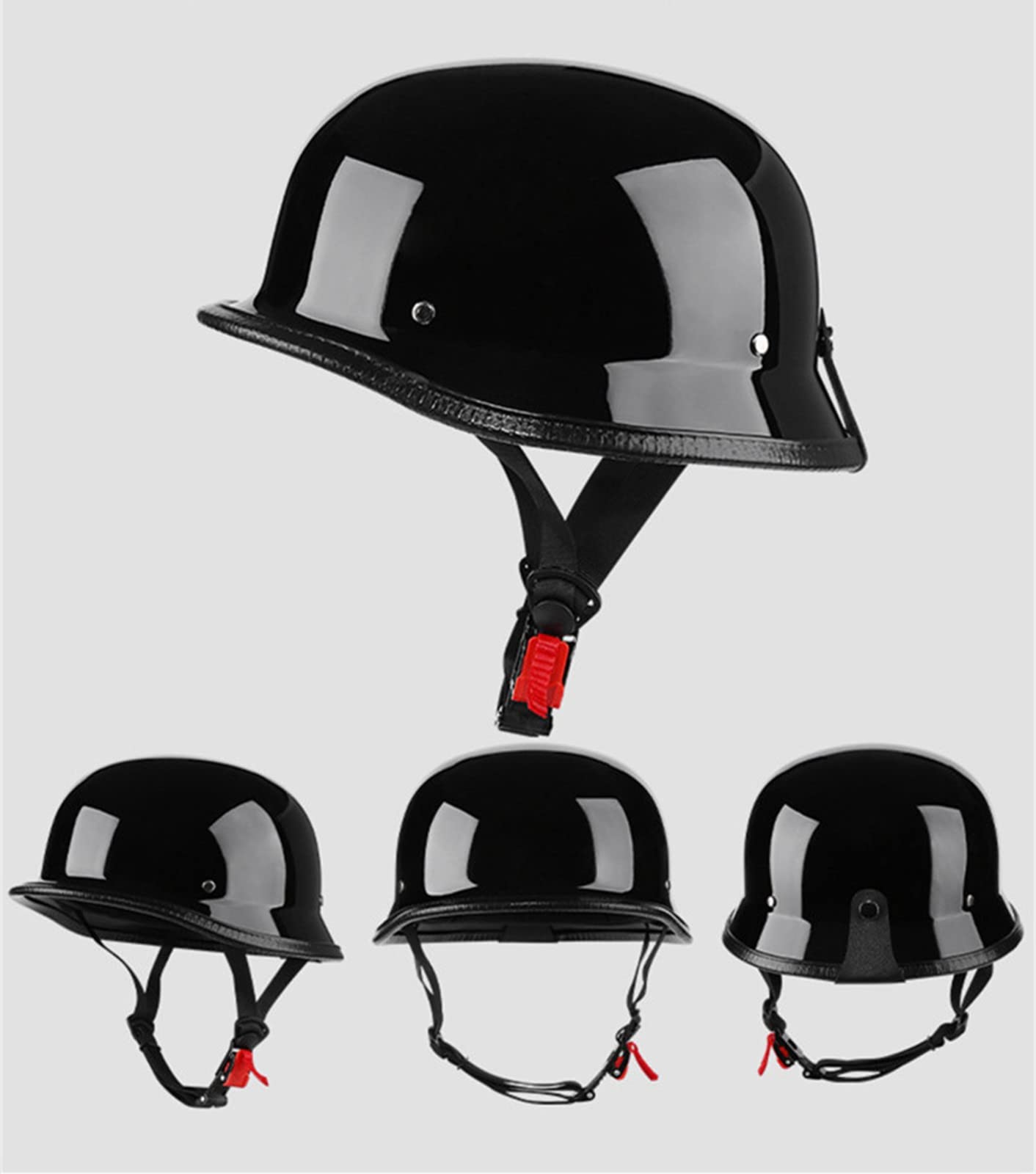 Retro Alemán Estilo Moto Casco ECE Homologado Moto Jet Medio Casco, Retro, de Media Cara, para Bicicleta Casco para Scooter de Verano, Motocicleta, Bicicleta para Hombres y Mujeres