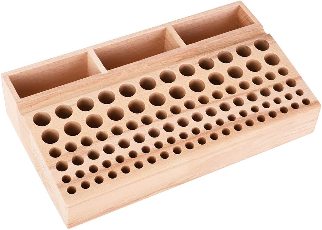 Leather Working Tool Holder, Improved 98 Holes & 3 Slot Leather Crafts Tool Organizer Stamping Punch Tool Storage, Beech Wood Tool Rack.