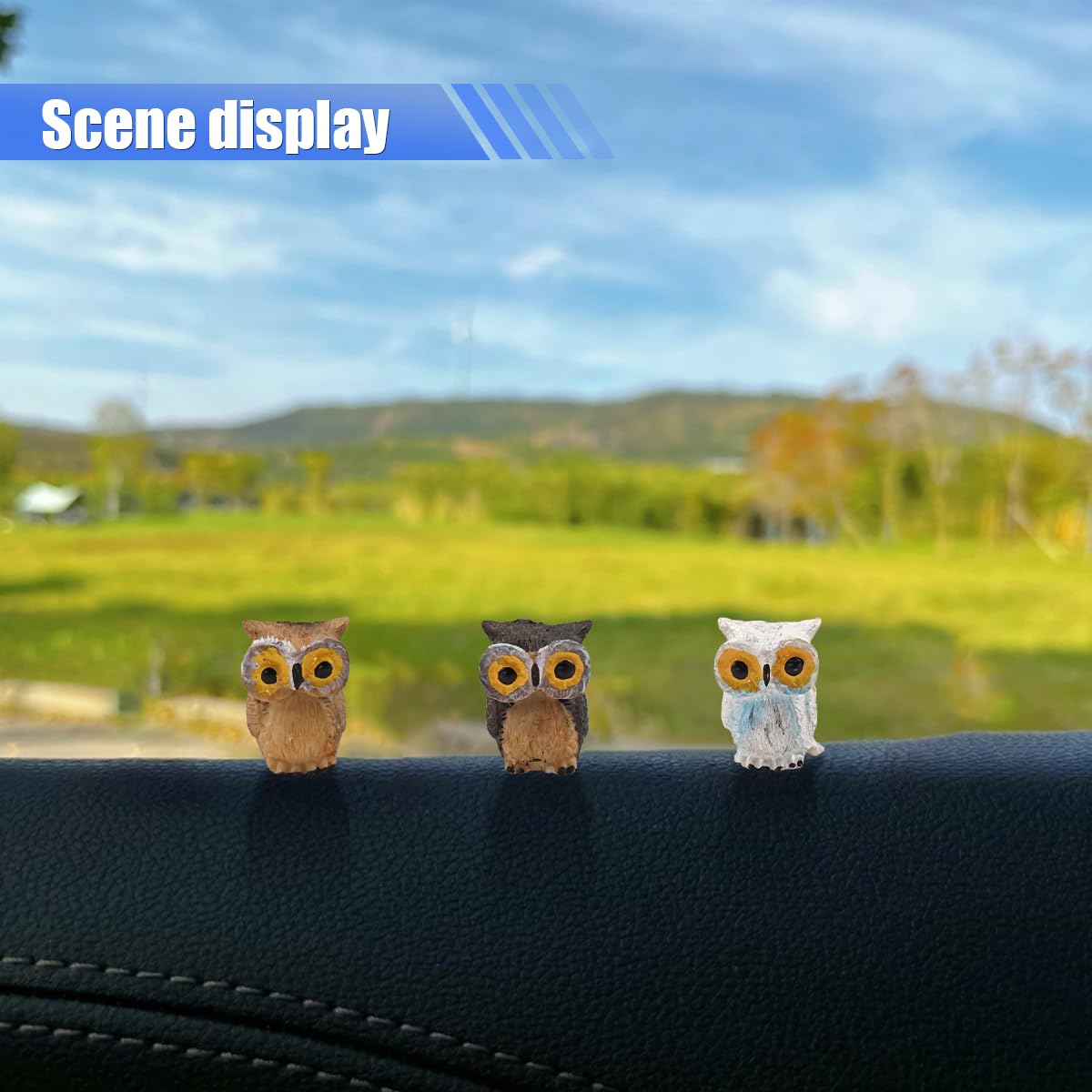6-Piece Cute Owl Car Dashboard Decor Set – Resin Ornaments For Rearview Mirror & Interior Decor – Funny Gift For Women - View #7