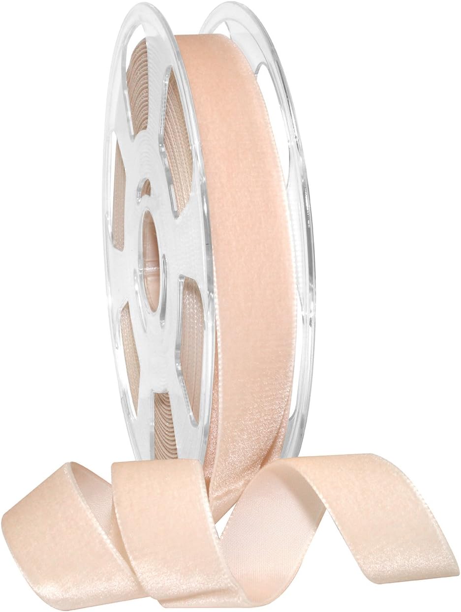 Morex Ribbon Velvet Ribbon Nylvalour, 7/8"" x 11 Yd, Beige (01225/10-427)