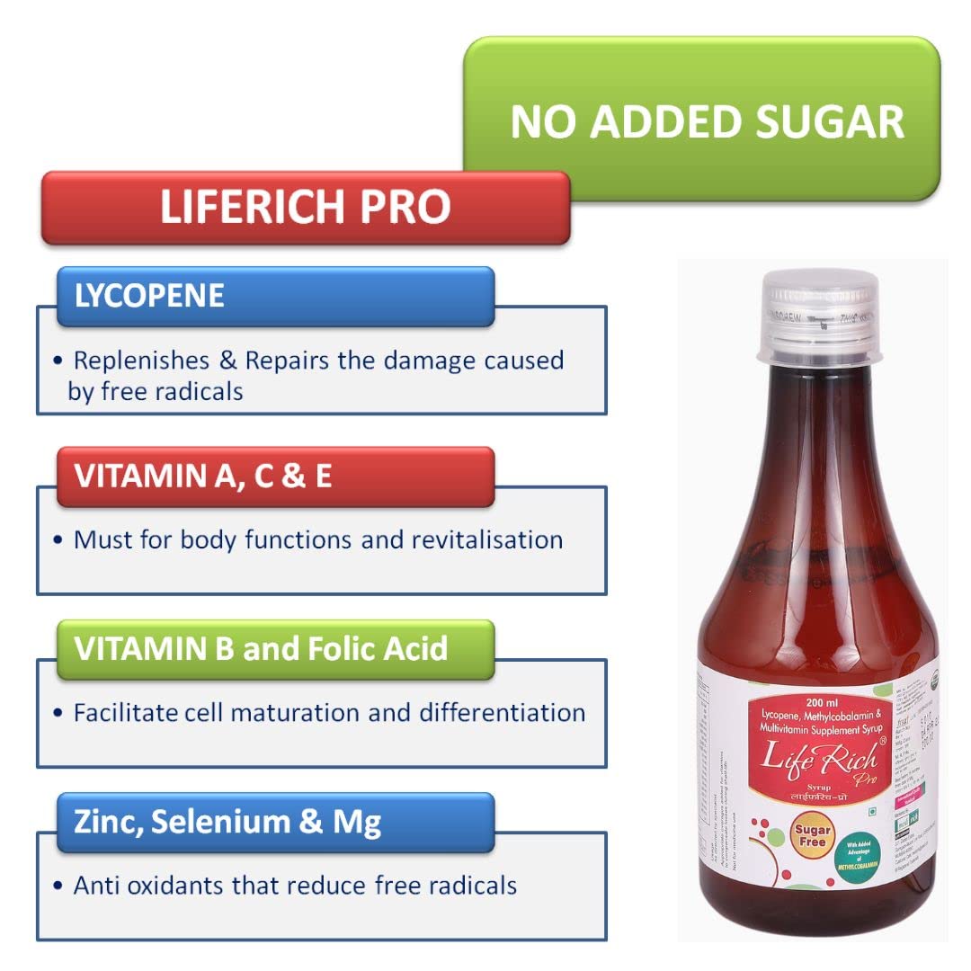 LIFERICH-PRO Multivitamin Syrup For Men, Women And Kids, 200Ml Bottle (2) 2