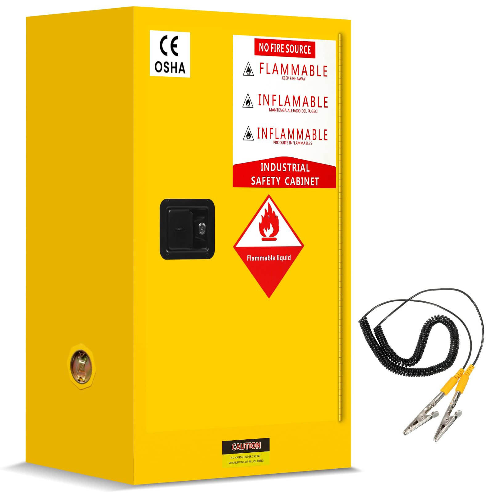 40 Gallon Flammable Storage Cabinet 25'' x 35'' x 20'' Fire Cabinets, Alloy Steel Flammable Liquid Storage Cabinet with ESD Grounding Cable and Adjustable Shelf for Industrial Garage Home Safety Use