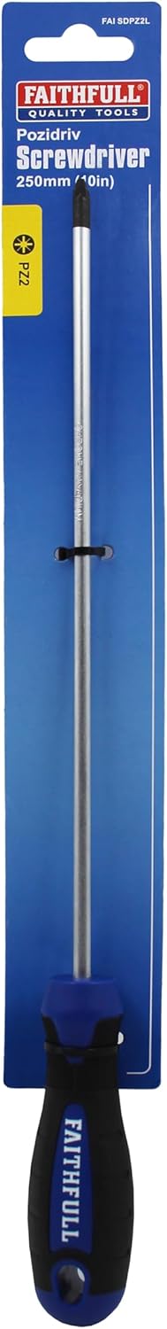 Faithfull FAISDPZ2L Soft-Grip Long Reach Screwdriver Pozidriv PZ2 x 250mm