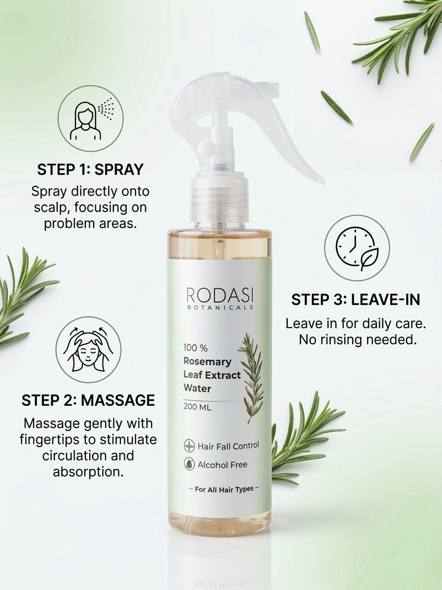 RODASI Rosemary Water Hair Spray, 200ml, with Rosemary Extract, for Hair Regrowth and Thickness, Unisex Adult 2
