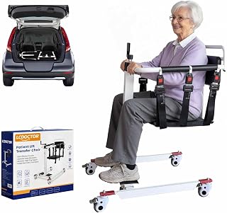 Patient Lift Transfer Chair, Wheelchair to Car Transfer Devices, Shower Lift Aids for Elderly,Lightweight Foldable with Cushion - Patient with Padded backrest