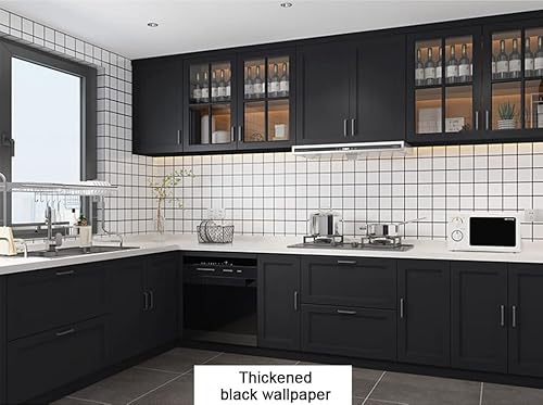 15.7"X393" Black Contact Paper Black Peel And Stick Wallpaper Matte Black Wallpaper Black Removable Wallpaper Waterproof And Self-Adhesive Paper Shelf Liner For Decorating Table Wall And Door Reform #TOP2