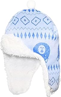 Baby Shoora Fur Hat Printed Bear For Boys-Baby Blue