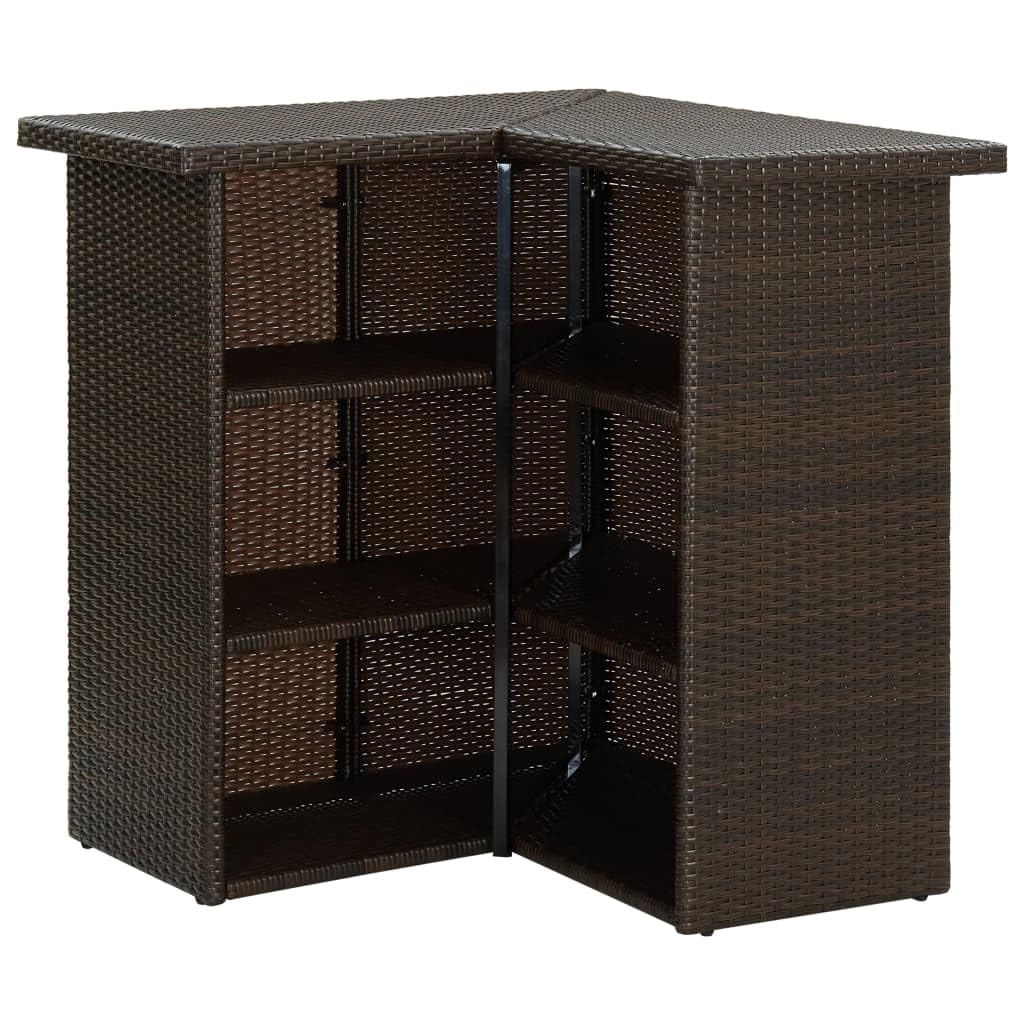 vidaXL Set de Bar para Jardín 4 Piezas y Cojines Asiento Silla Mesa Patio Terraza Barra Bistró Muebles Mobiliario Ratán Sintético Marrón