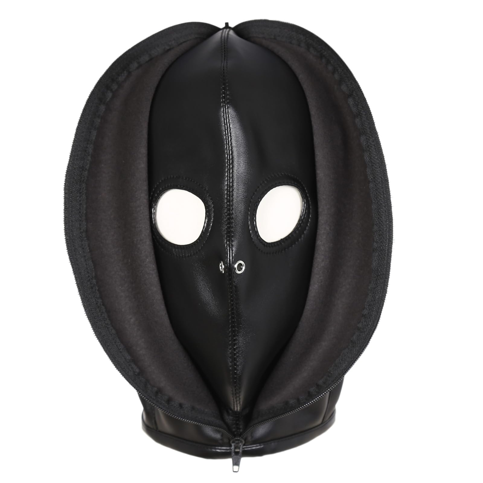 Hdynasty Black PU leather mask for men and women party rave night, alternative role play mask headgear (G)
