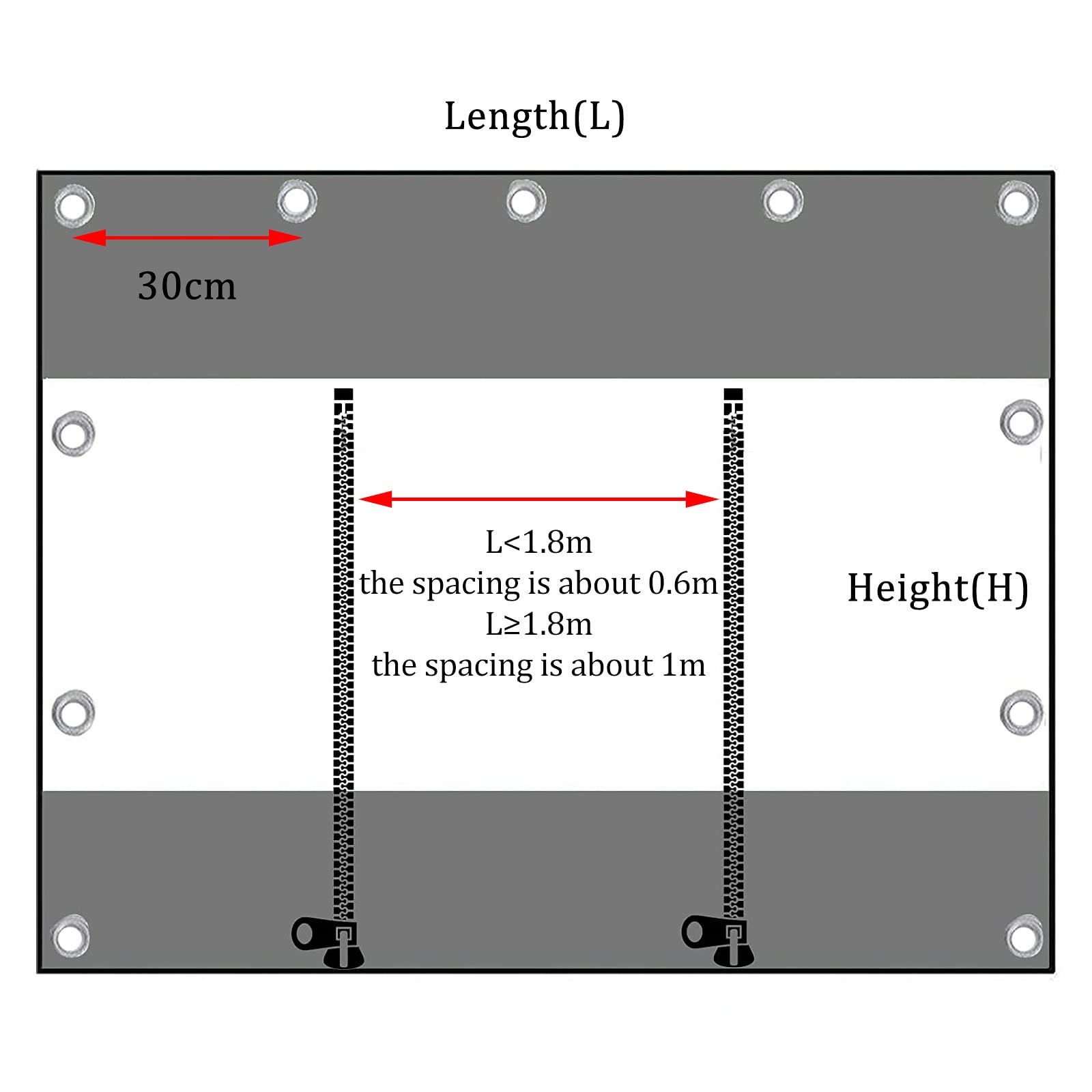 Wasserdichte Transparent Planenvorhänge,Pvc Durchsichtige Planen Seitenteile Für Außenbereich,Mit Reißverschluss,Pergola Veranda Pavillon Wetterfeste Trennvorhänge,Mit Ösen,L×H-2.3×3m(7.5*9.8ft)