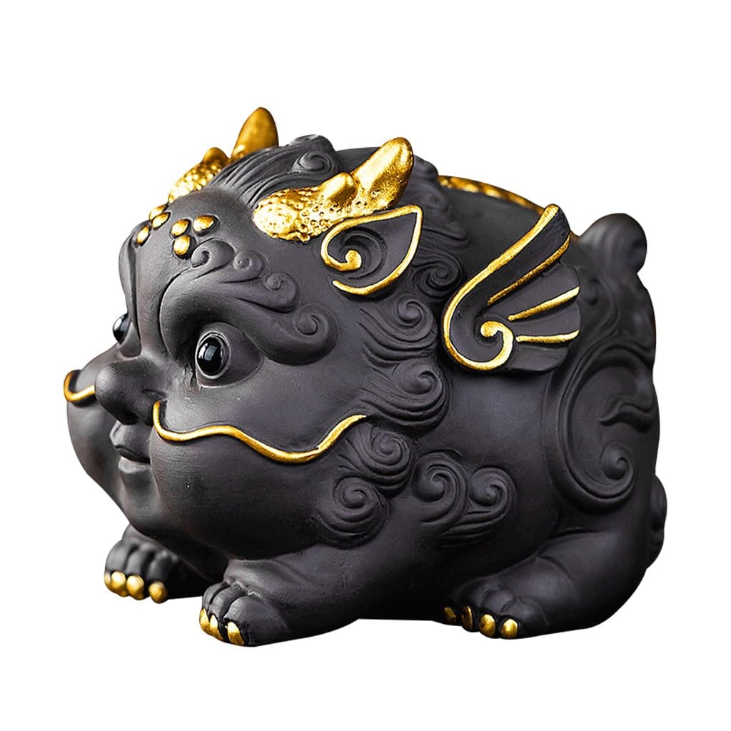 ENGENDER Kung Fu Tea Pet Creative Purple Sand Tea Pet Ornaments, Table Toys Can Bring Wealth And Exquisite Ceremony Decoration(A)