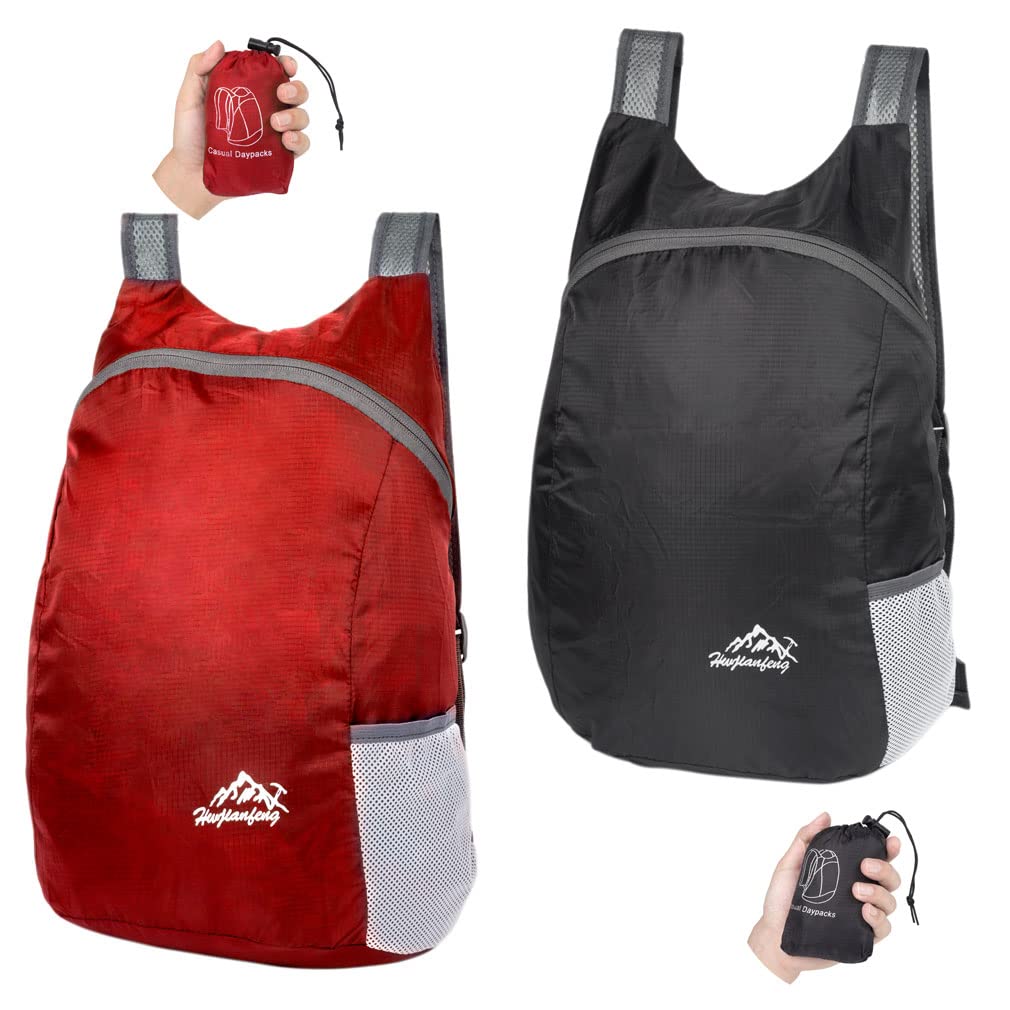 Feibmir 2 zaini ultraleggeri pieghevoli, resistenti all'acqua, zaino da trekking, zaino pieghevole per uomini, donne, bambini, viaggi, campeggio, arrampicata, ciclismo