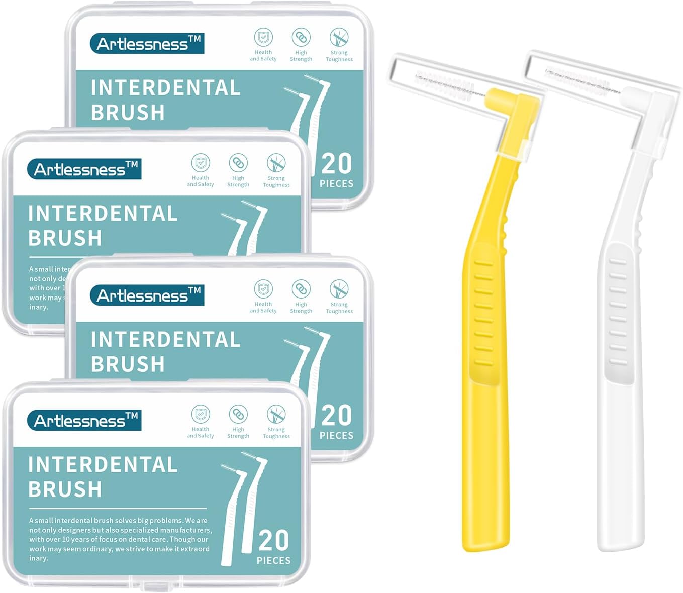80 Count Angle Interdental Brushes for Braces, Interdental Brush 0.5mm and 0.7mm, L- Shaped Interproximal Floss for Dental Plaque Removal Health;Dental Toothpick Floss for Braces,Tooth Cleaning Tool