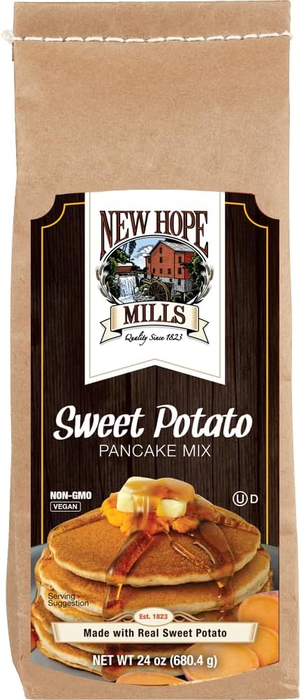 Sweet Potato Pancake Mix by New Hope Mills - Non-GMO & Vegan: Wholesome Delights for Health-Conscious Breakfasts! - 24 oz